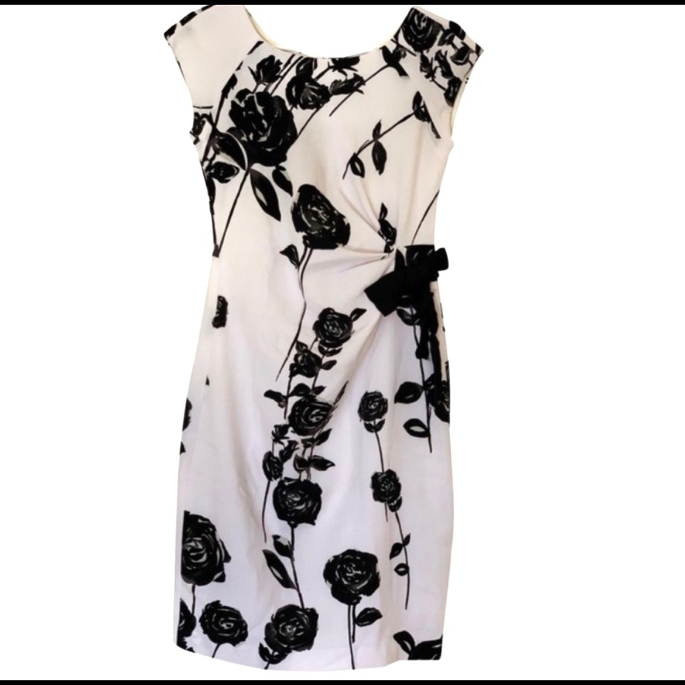 Taylor Black And White Flower Power Dress